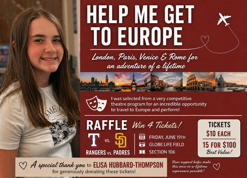Raffles Rome From Rangers to Rome: Help Charlee Take the Stage! | Raffle Creator