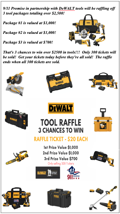 9/11 Promise - DeWALT Tool Raffle (3 Prizes) | Raffle Creator