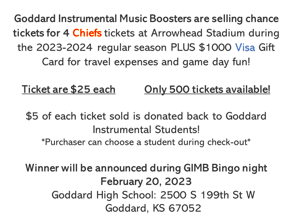 KC CHIEFS GAME DAY CHANCE TICKETS Raffle Creator