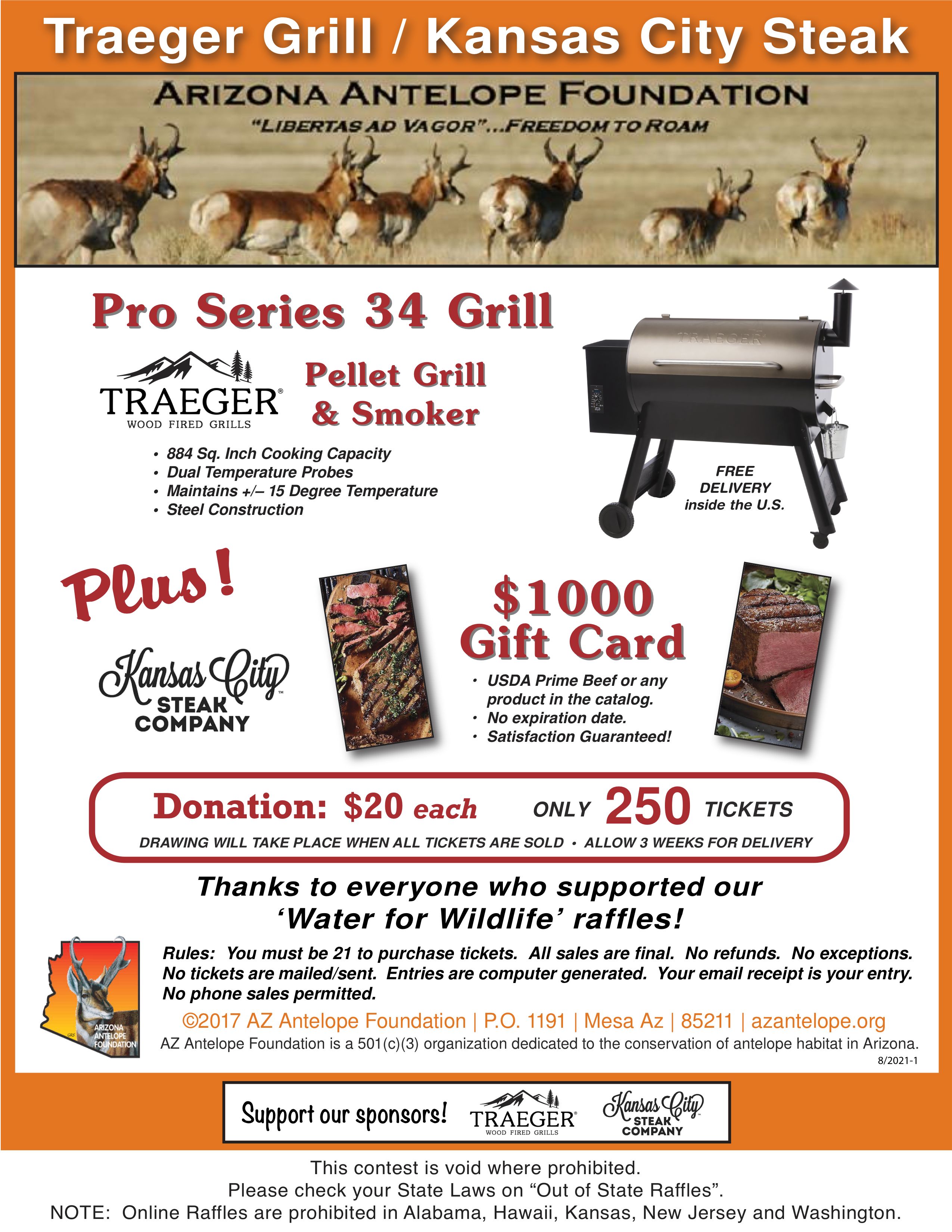 Traeger Grill and Kansas City Steaks Raffle Creator