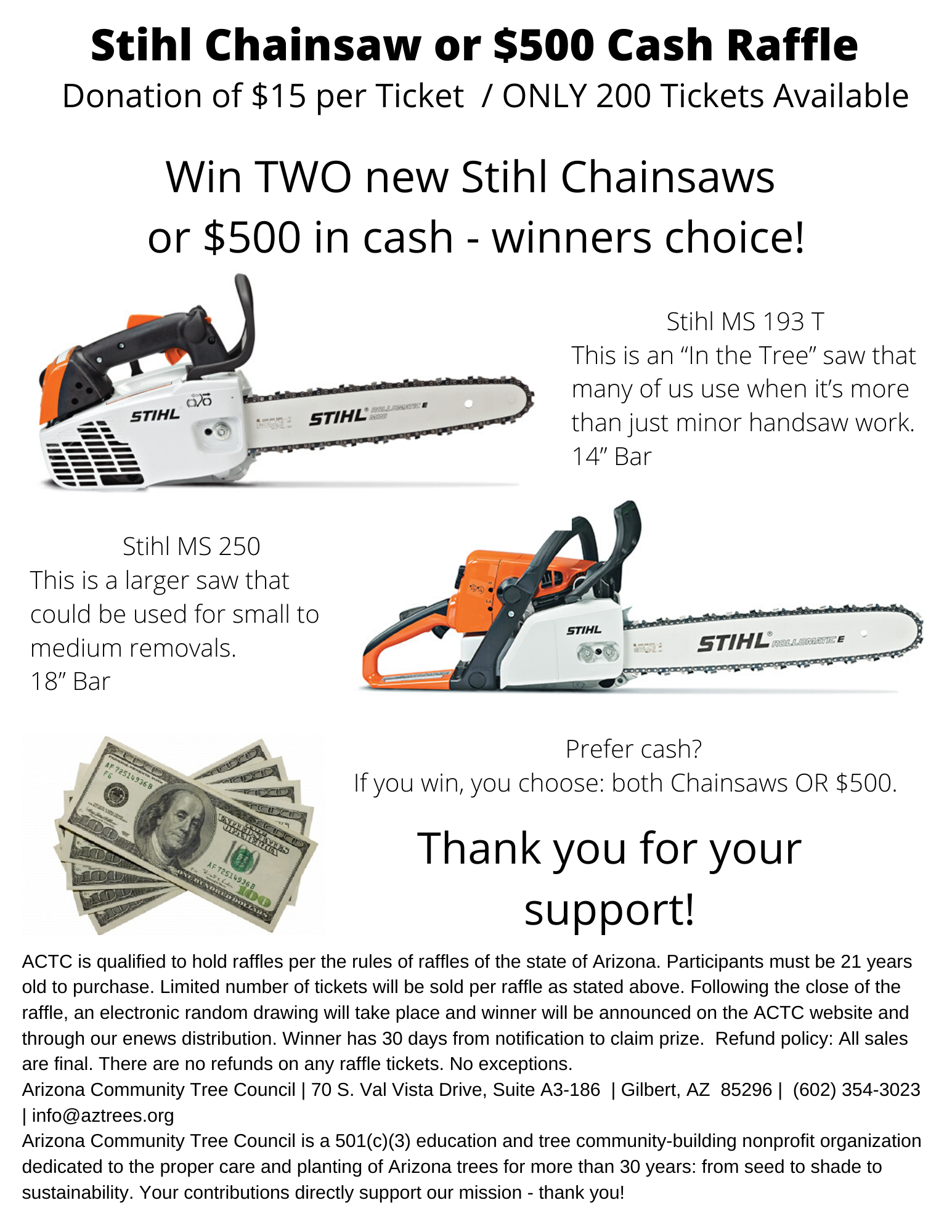 ACTC Two Stihl Chainsaws Raffle Raffle Creator