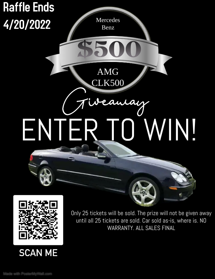 Drop Top Benz $500 | Raffle Creator